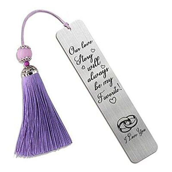 Our Love Story Will Always Be My Favorite Engraved Metal Bookmark,