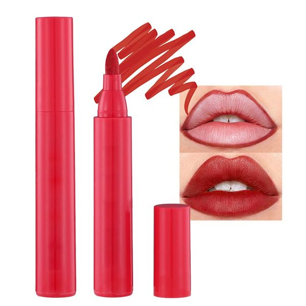 BINGBRUSH 2Pcs Bright Vivid Color Lip Tint Pencil, Moisturizing,Long-wear,Non-sticky,Lightweight Lip Stains Liquid Lipstick Rouge Lip Gloss Girls Women Gift Set (2Pcs 03# Warm Orange)