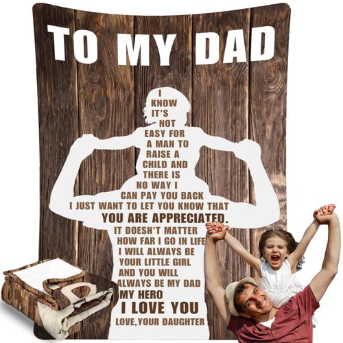Fathers Day Dad Gifts from Daughter - Super Cozy Skin-Friendly Ultra-Soft Warm Bed Sofa Throw Blanket Tapestry Home Decor, Meaningful Dads Gift Idea for Birthday Christmas Thanksgiving Retirement