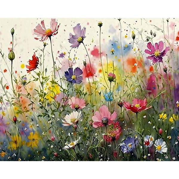 TISHIRON DIY Painting by Numbers Kits Ink Style Flower Oil Painting for Kids Paint by Number for Adults Beginner Canvas Arts Crafts for Home Decor 16 x 20 inch