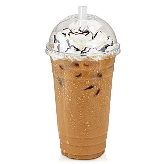 [200 Sets] 16 oz Clear Coffee Cups with Strawless Sip Lids, Clear Plastic Cups, Disposable Coffee Cups with Lids, Iced Coffee Cups ( 200 Cups with 200