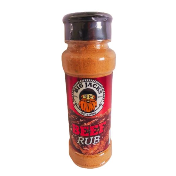 Big Jacks Beef BBQ Rub - Premium BBQ Seasoning for Steaks, Burgers & Brisket - Gourmet Meat Rub with unique blend of Herbs & Spices - Ideal for Grilling and BBQ gifts - 200ml