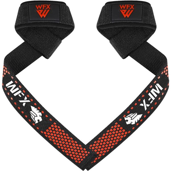 Weight Lifting Straps Wrist Support Padded Neoprene Gym Cross Training Hand Bar weightlifting Straps Fitness Bodybuilding Power Exercise Grips Deadlift Men Women (Red Silicone)