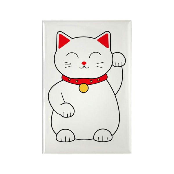 CafePress White Lucky Cat Left Ar Rectangle Magnet (10 pack)