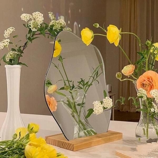 Wave mirror, tabletop mirror, stylish, Korean, interior, object, mirror, acrylic mirror, deformed mirror