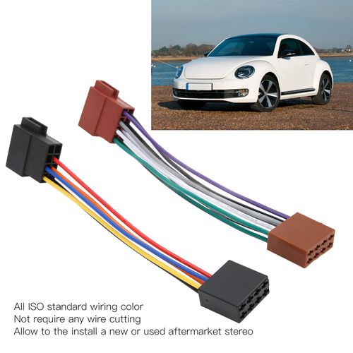 ISO Radio Harness Connector Adapter for Car Stereo Installation - 16 Pin Male to Female Wiring Harness - Easy PlugandPlay Setup for Aftermarket Car Radio