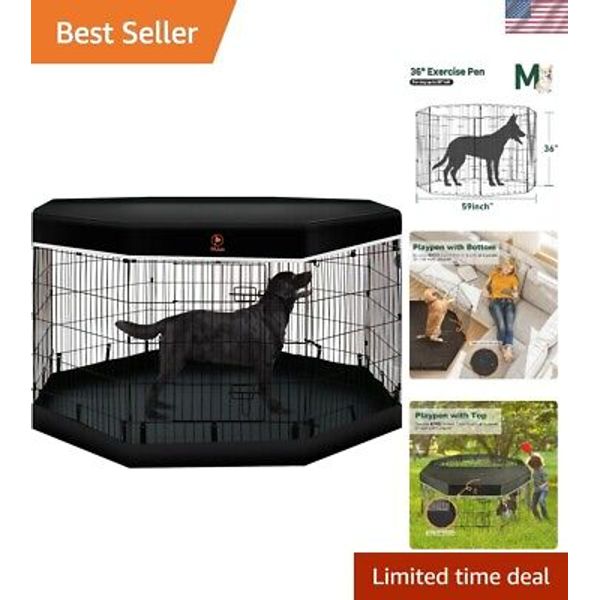 Dog Playpen - 8 Panels 36”H Metal Foldable Dog Exercise Pen, Pet Fence Puppy ...