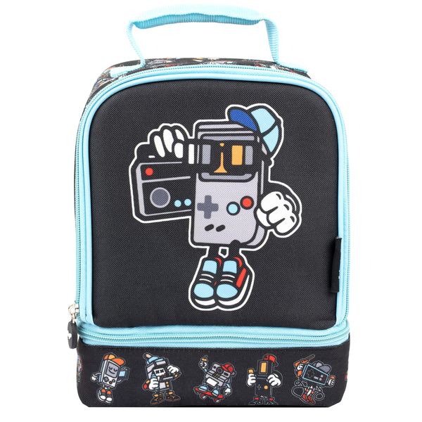 Fringoo Double Decker Kids Lunch Bag - Gamer Design, Compartment, Insulated