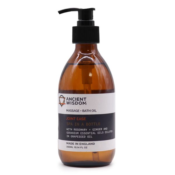 Ancient Wisdom Joint Ease Aromatherapy Massage Oil, Rosemary Ginger Geranium Blend, 300ml