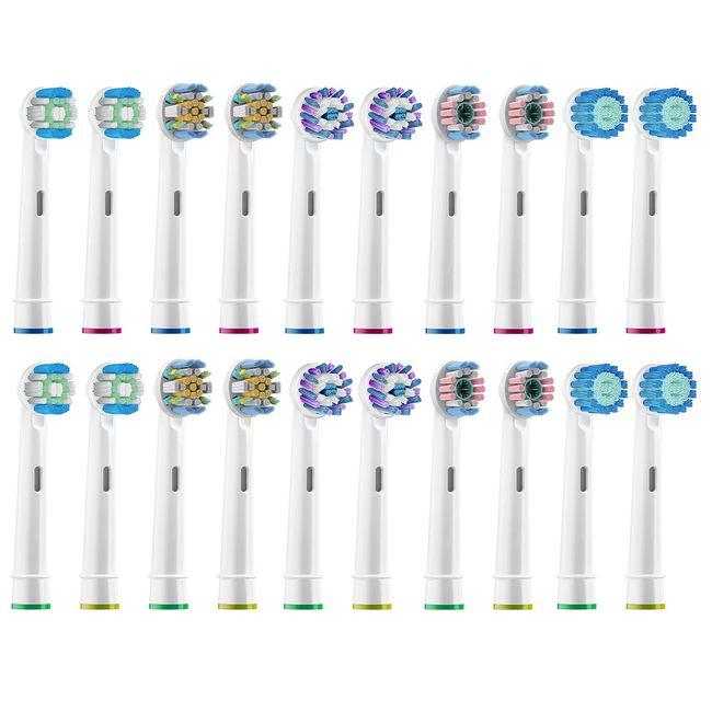 Brushmo, Compatible Brush, Brown, Oral B, Electric Toothbrush, Replacement Brush, 20 Pieces, EB17, EB18, EB20, EB25, EB50