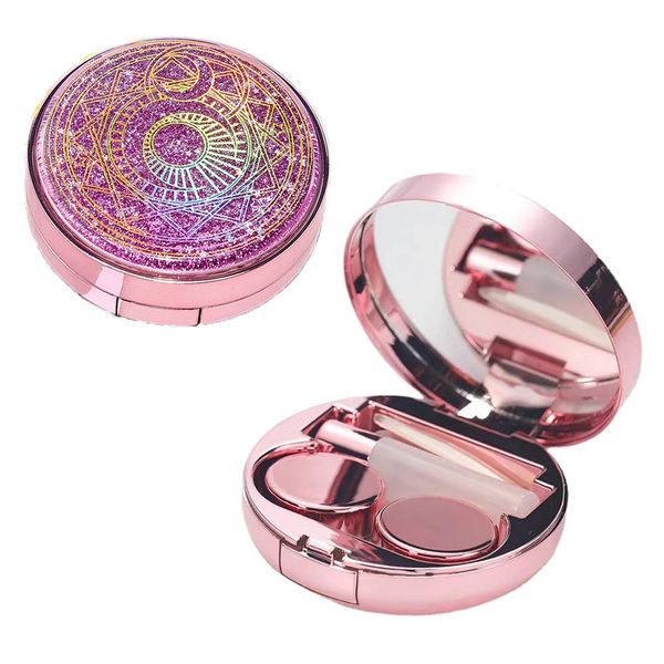 SUKPSY Colorful Glitter Contact Lens Case 5 in 1 Portable Quicksand Contact Lens Vision Care Container Kit with Mirror Tweezers Remover Tool Solution Bottle (A-Pink)