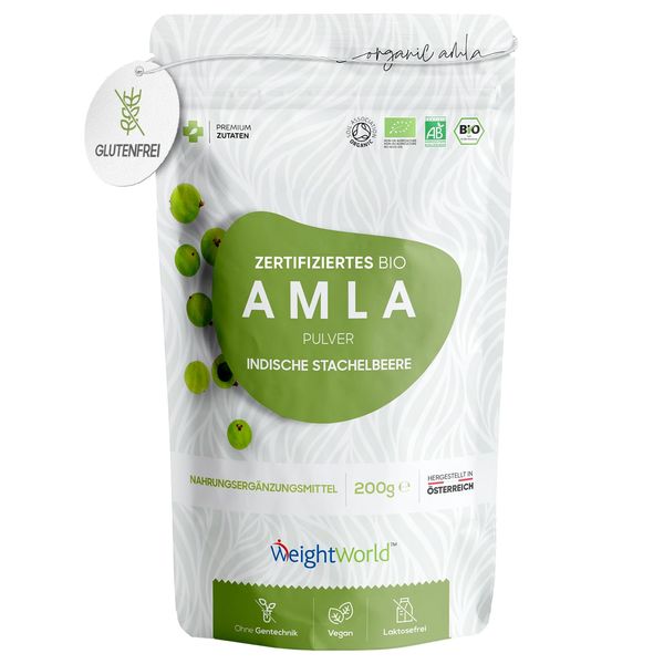 Bio Amla Beeren Pulver - 200g Indische Stachelbeere - Bio Zertifiziert - Amalaki Naturprodukt - WeightWorld