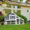 PawHut 69" Chicken Coop, Includes Connecting Ramp and an Easy-Clean Tray, White