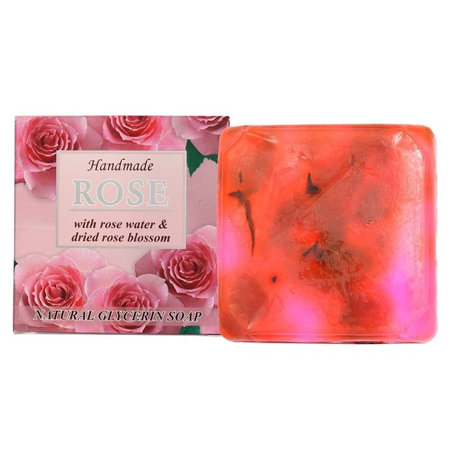 ROSE Natural Handmade Soap Bars for all Skin Types, Rose Water, Coconut Oil, Rose Petals, Moisturising, Packing of 3x60g