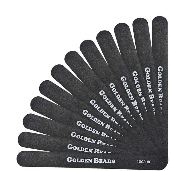 12 Pack Professional Nail Files Buffer Set Double Sided Emery Boards 100/180 Grit Manicure Tools for Acrylic Natural Thick Gel Nails Grooming