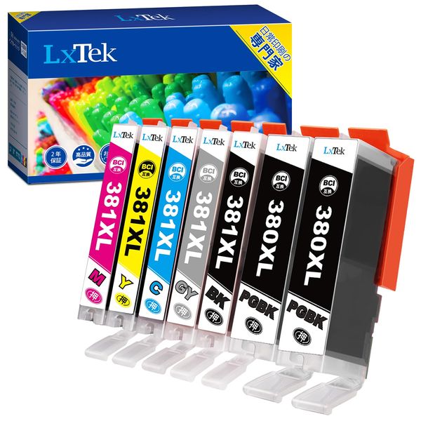 LxTek BCI-381XL BCI-380XL Compatible Ink Cartridge for Canon Ink 381 380 6 Color Set + Black 1 (7 Total) Large Capacity/Instruction Manual Included Remaining Indicator Individual Packaging for Canon