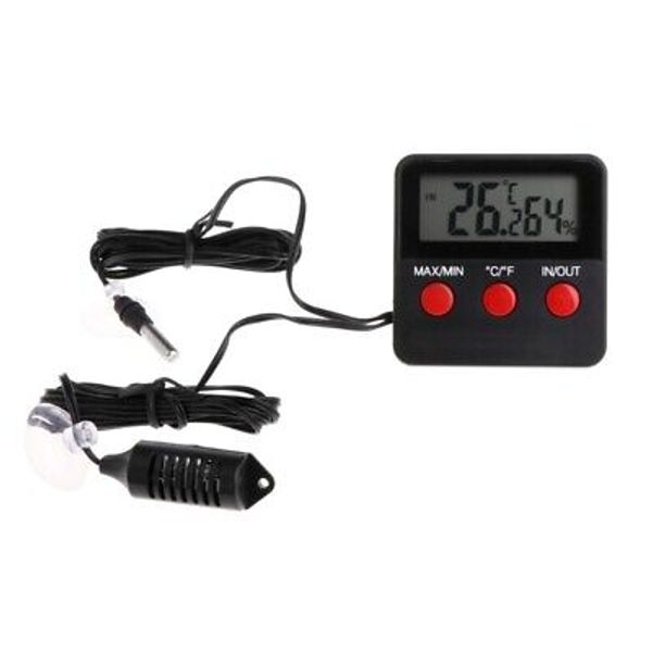 Digital Indoor Outdoor Temperature Gauge & Humidity for Reptiles Terrarium Pet