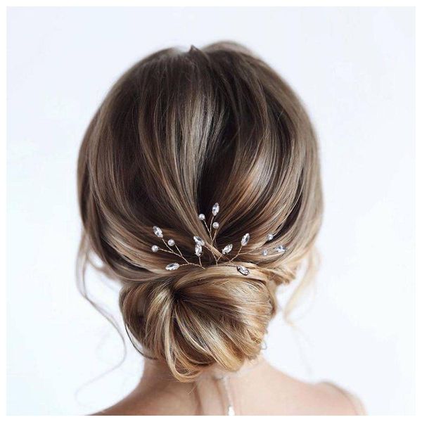 Allereyae Crystal Pearl Wedding Hairpins Barrette CZ Rhinestone Hair Pins Barrette Gold Pearl Hairpins Faux Pearl Bridal Headpieces Decorative Bobby Pins Headwear Bridal Hair Accessories for Women and