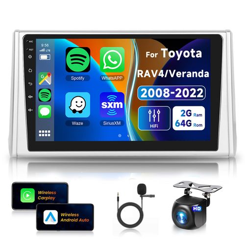 Car Radio Stereo for Toyota RAV4/Veranda 2018-2022 [2+64G] with Wireless Carplay/Android Auto,Android Car Stereo 9 Inch Touch Screen GPS DSP WiFi Bluetooth FM/RDS Mirror Link SWC Backup Camera