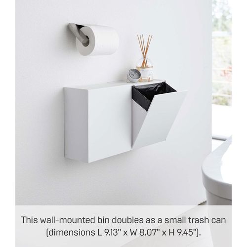 Yamazaki Wall-Mount Storage Bin Home | Plastic | Trash Can, One Size, White