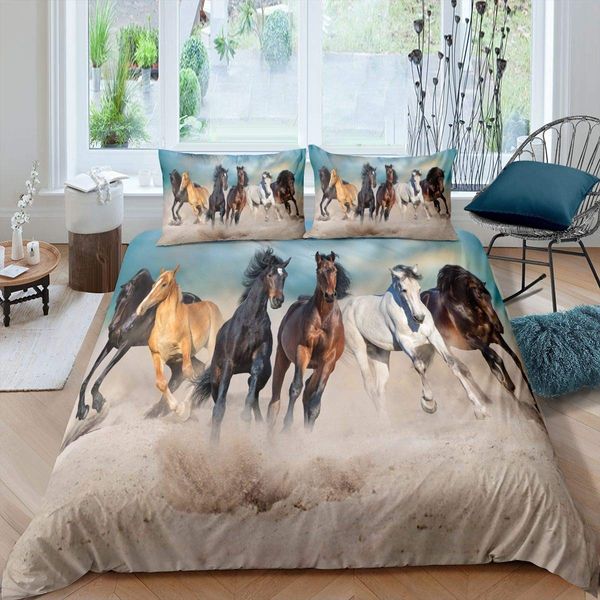 Feelyou Horse Comforter Cover Set for Kids Toddler Farm Animal Pattern Bedding Set Boys Girls 3 Piece Farmhouse Duvet Cover Set Ultra Soft Luxury Quilt Cover with Zipper Closure Full Size…