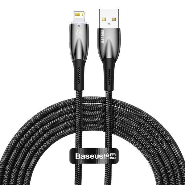 Baseus Lightning USB-Kabel Glimmer-Serie, 2,4 A, 2 m, Schwarz
