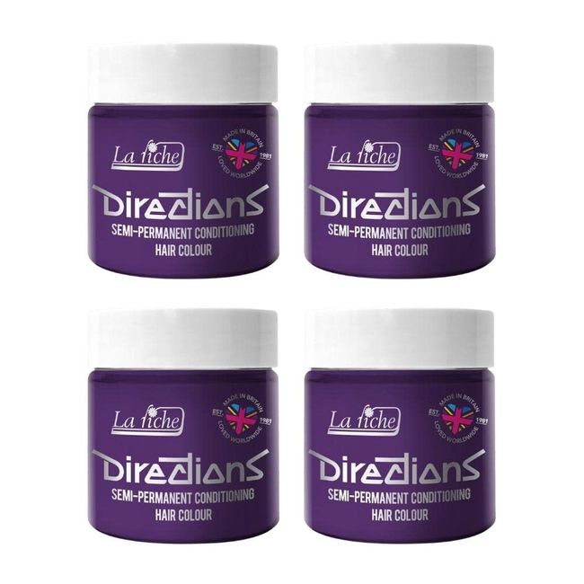 4x La Riche Directions Semi-Permanent Hair Color 100ml Tub - Violet