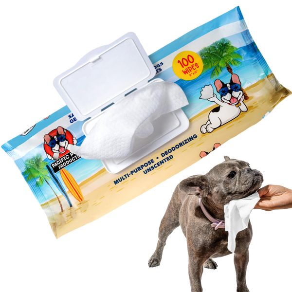 Pacific Pups Grooming Dog Wipes for Paws and Butt Pet Cleaning Deodorizing Wipes, Puppy Wipes Supporting Pacific Pups Rescue Dog Grooming Wipes, Pet Wipes for Dogs Paw Cleaner for Dogs and Cats