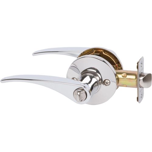 Delaney Hardware Dayton Privacy Door Handle, Fits Door 1-3/8 to 1-3/4 in. Thick, Polished Chrome – Reversible Left/Right-Handed Bed & Bathroom Push Button Door Lever – Easy to Install