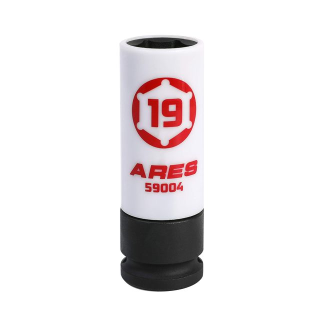 ARES 59004-19mm 1/2-Inch Drive Non-Marring Impact Lug Nut Socket - Protective Sleeve Prevents Damage to Custom Rims & Lug Nuts - Color Coded & Laser Etched for Easy Identification