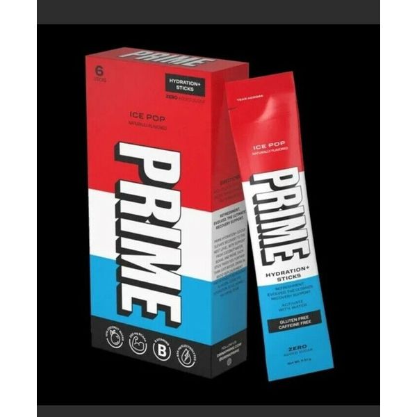 New Prime  Ice Pop Hydration  + Sticks (1 Box) 6 Sticks Logan Paul Drink