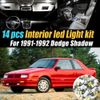 14pc Super White Car Interior LED Light Bulb Kit for 1991-1992 Dodge Shadow