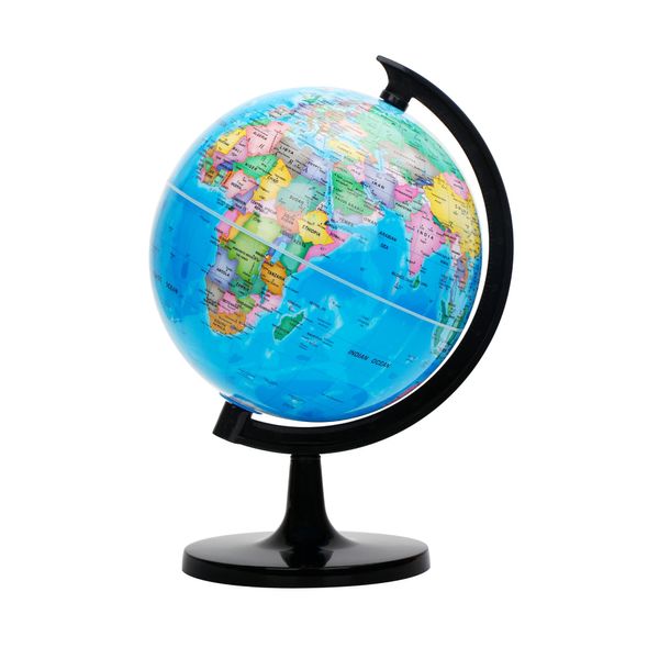 EXERZ 20cm World Globe - Educational Geographic Globe - Political Map - Self Assembled School Globe - 20cm Diameter