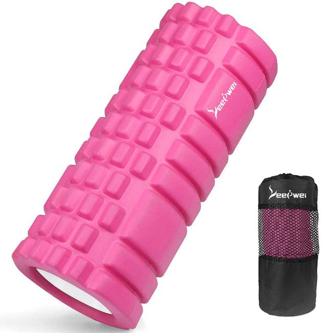 LEEPWEI Foam Roller, Myofascial Release, Grid Foam Roller, Yoga Pole, Training, Sports, Fitness, Stretching Equipment, Storage Bag