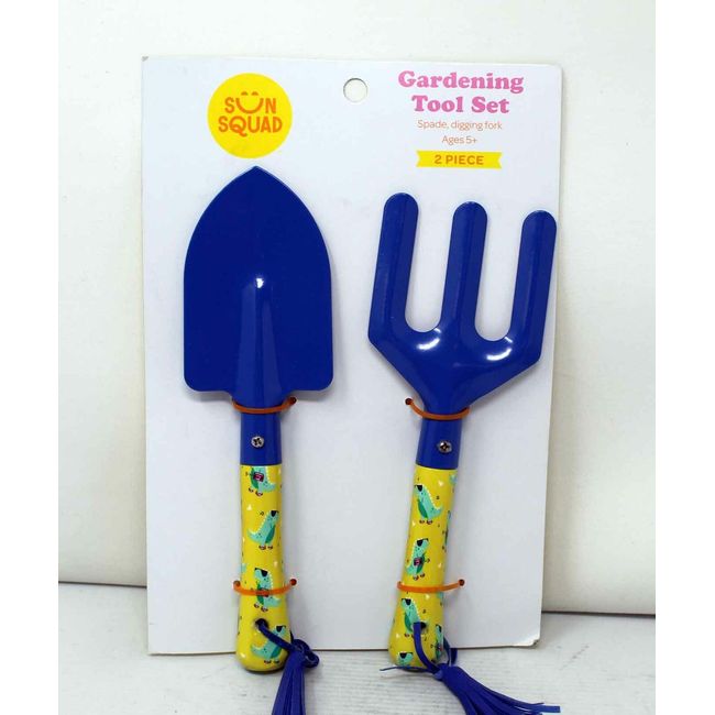 Sun Squad Kids Gardening Tool Set Spade & Digging Fork Yellow T-Rex's