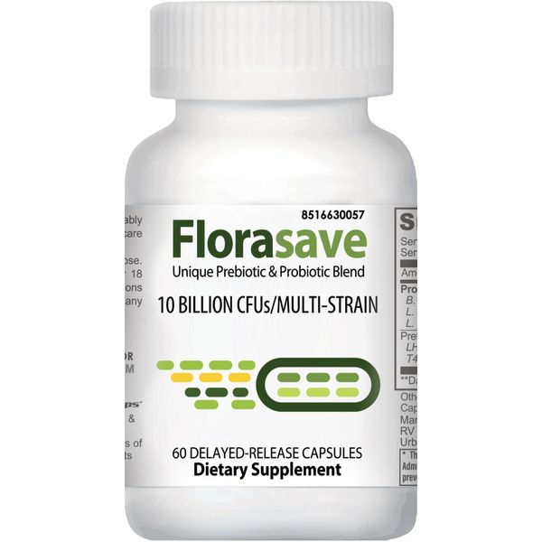 Florasave | 60 DR Veggie Capsules | Prebiotics | Probiotics | 10 Billion CFU's