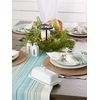 DII Everyday Collection Fringed Stripe Tabletop, Table Runner, 14x72, Teal