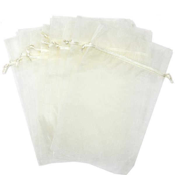 Bucasi 14x9 Large 30pcs Organza Gift Bags Drawstring Pouches for Party Wedding Favors (Cream)