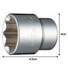 Tone Socket (8 Angle) 4E-24 Drive Angle 1/2 mm (12.7 mm) Double Side Width 0.9 inches (24 mm)