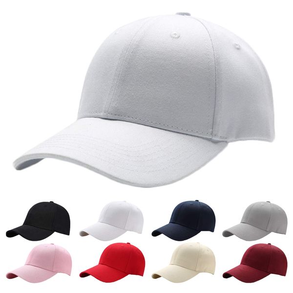 Baseball Cap Herren Damen，Unisex Kappe Verstellbar Reine Farbe Baseboard Baseballkappe Mütze，weiß