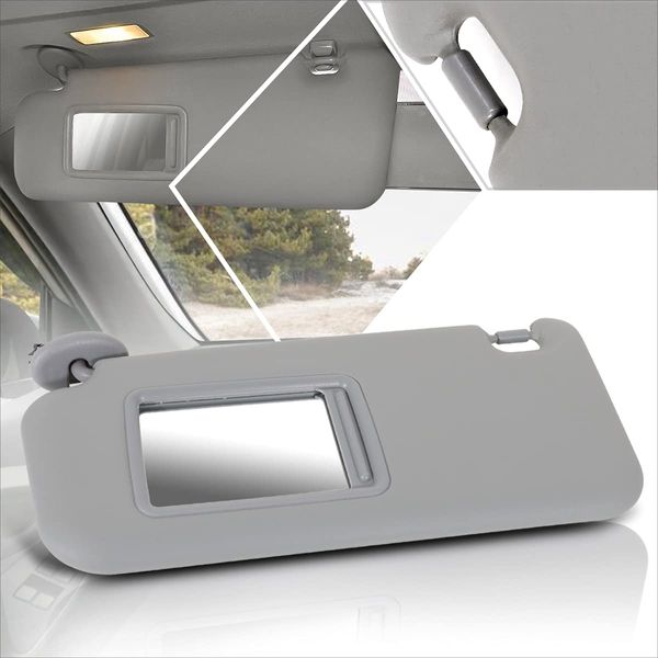 Grey Left Driver Side Sun Visor Without Vanity Light Compatible with 06-12 Toyota Rav4