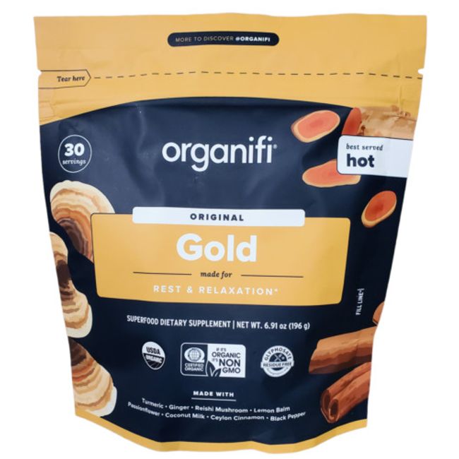 Organifi GOLD Gently Dried Superfood Tea Turmeric and Reishi Infused Exp 7/2025