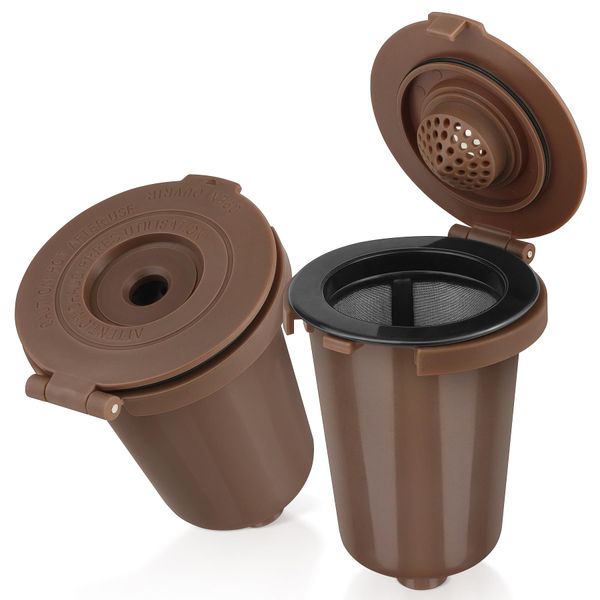 Reusable Filter Cup for Cuisinart, Gray (Upgraded Version - 2 PACK Brown)
