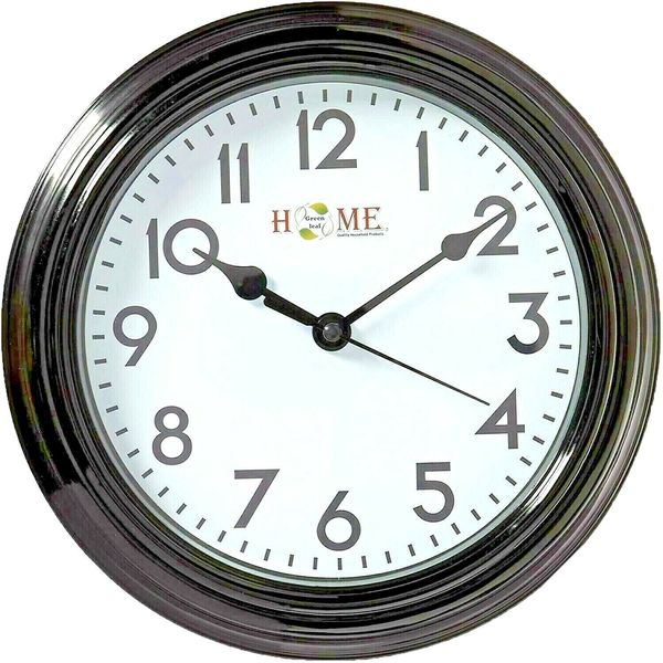8.75 Inch Round Wall Clock, Silent Non Ticking,Quartz Battery Operate,Black