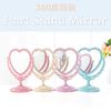 Queen-b Tabletop Mirror, Heart Shape, Cute, Stylish, Makeup, Cosmetics, Beauty, Makeup Mirror, Stand, 360° Rotation, Girls, Princess, Convenient Desk, Gift (Beige)