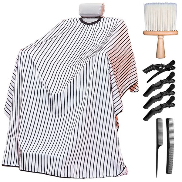 Professional Barber Cape with Adjustable Metal Clip Hair Cutting Cape Haircut Cape Salon Cape Hairdressing Cape Neck Duster Brush Hair Comb Hair Clips Set