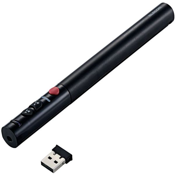 Elecom ELP-RL07PBK Red Laser Pointer with Presenter Function Single Function Black