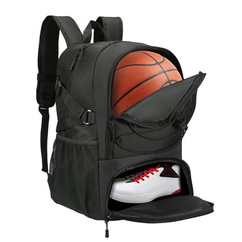 LARIPOP | Large Basketball Backpack Bag Sports with Separate Ball holder & Shoes Compartment Fit 14+ Shoe, Boys Girls Woven,Best for Basketball, Soccer, Volleyball, Swim, Gym, Travel Youth And Adult