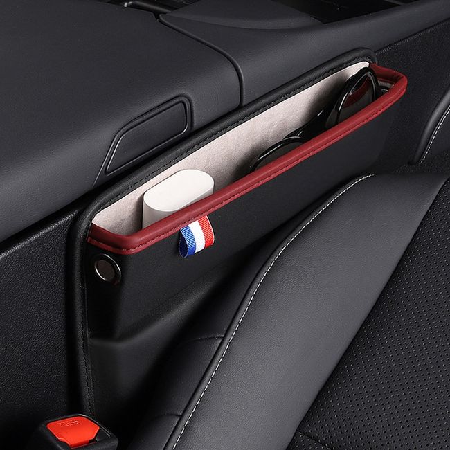 1x Car Console Side Seat Gap Filler Front Seat Organizer PU Leather  Accessories