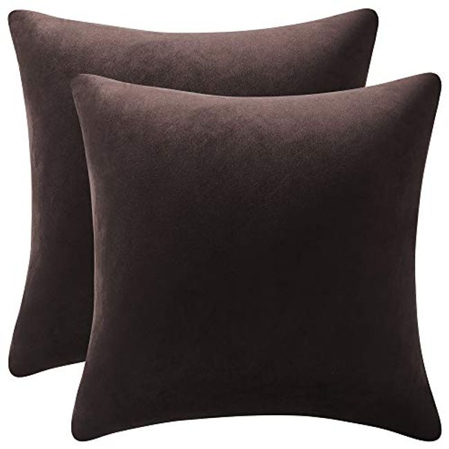 DEZENE Poly-Velvet Grey Throw Pillow Covers, 2-Pack